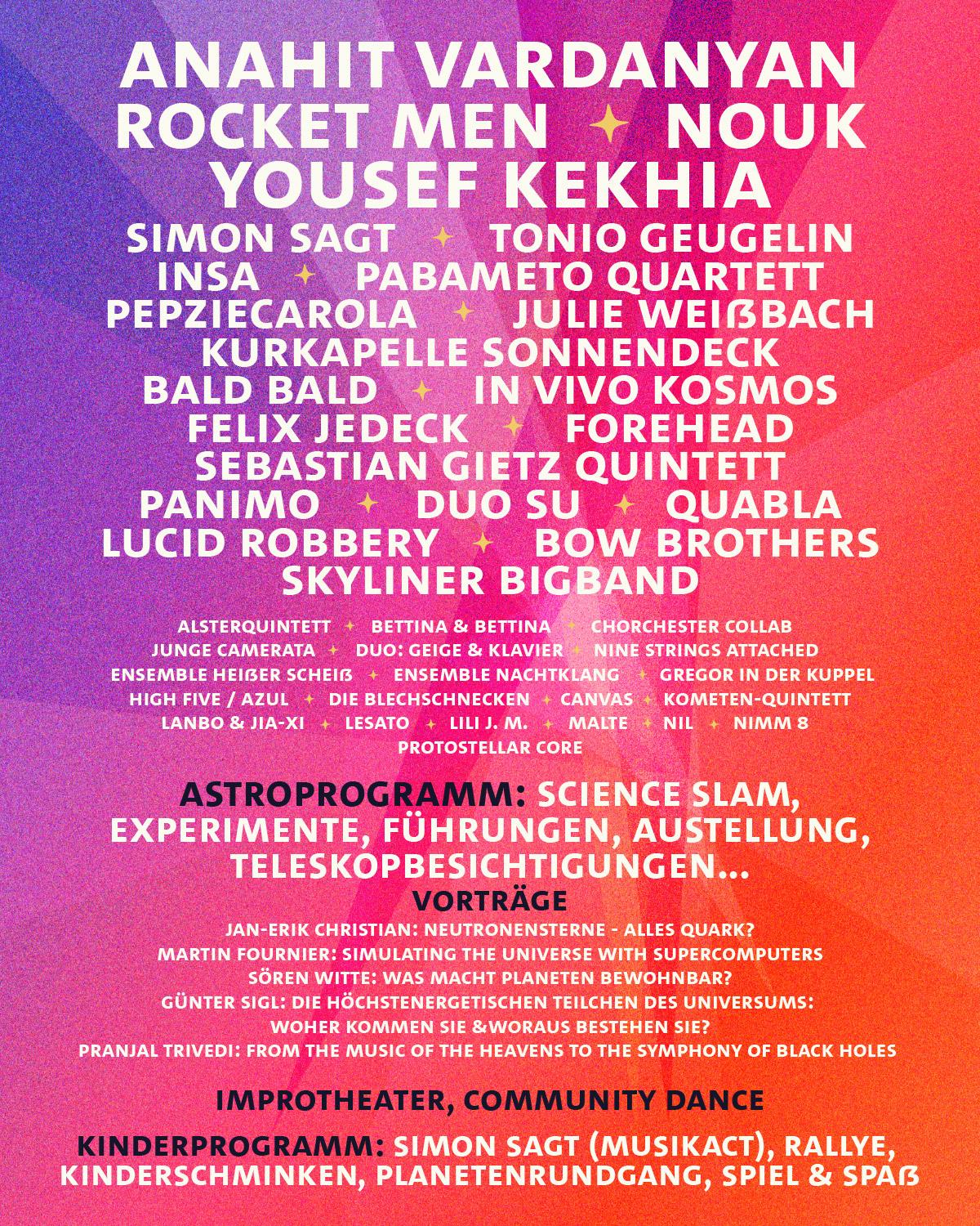 Musikalisches Lineup 2025 / Sternstunden Festival 18. & 19. Juli